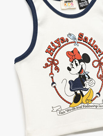 Minnie Mouse Lisanslı Baskılı Kaşkorse Kolsuz Crop Atlet