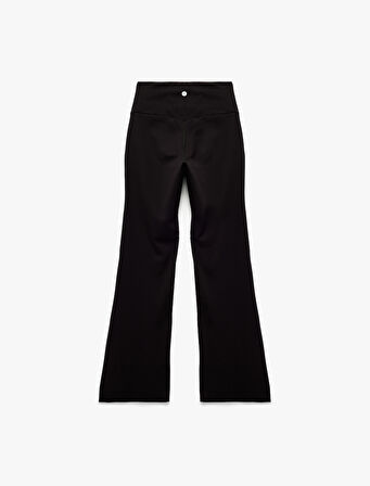 Yüksek Bel Slim Fit Cep Detaylı İspanyol Paça Spor Tayt