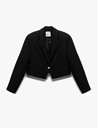 Kruvaze Uzun Kollu Crop Blazer Ceket