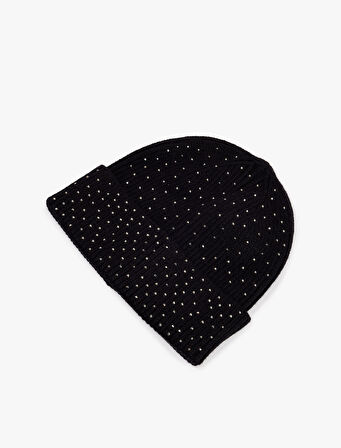 Viskon Karışımlı Taş Detaylı Örgü Bere