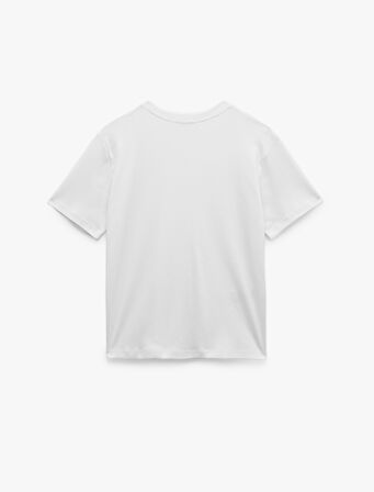 Pamuklu Kısa Kollu Bisiklet Yaka Basic Tişört