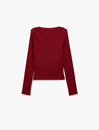 Pamuklu Uzun Kollu Bisiklet Yaka Slim Fit Basic Tişört