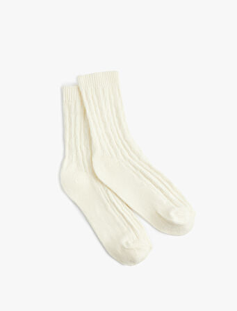 Pamuklu Balıksırtı Dokulu Kalın Soket Çorap