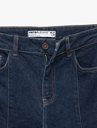 Pamuklu Yüksek Bel Dar Kalıp İspanyol Paça Jean Pantolon - Flare Jeans