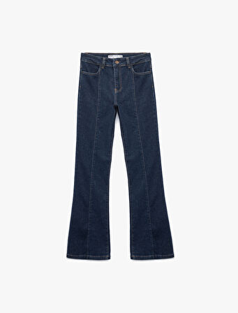 Pamuklu Yüksek Bel Dar Kalıp İspanyol Paça Jean Pantolon - Flare Jeans