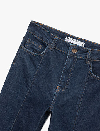 Pamuklu Yüksek Bel Dar Kalıp İspanyol Paça Jean Pantolon - Flare Jeans