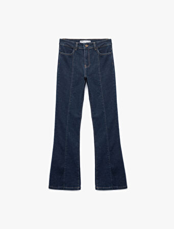 Pamuklu Yüksek Bel Dar Kalıp İspanyol Paça Jean Pantolon - Flare Jeans