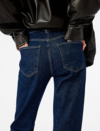 Pamuklu Yüksek Bel Dar Kalıp İspanyol Paça Jean Pantolon - Flare Jeans