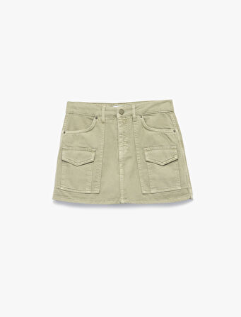 Pamuklu Kargo Cep Detaylı A Kesim Mini Etek