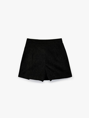 Yırtmaç Detaylı Standart Bel Mini Şort Etek