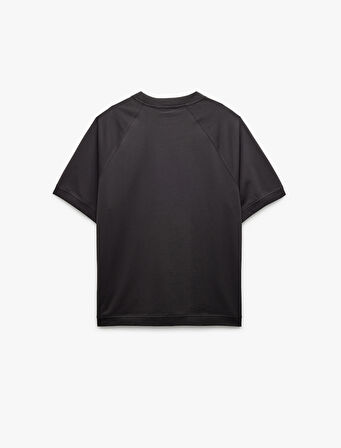 Kısa Kollu Pamuklu Dikiş Detaylı Tok Kumaş Regular Fit Bisiklet Yaka Tişört