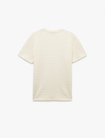 Bisiklet Yaka Dokulu Kısa Kollu Pamuklu Slim Fit Tişört