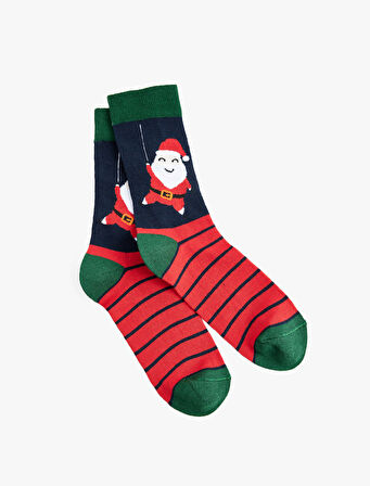 Noel Baba Baskılı Pamuklu Soket Çorap