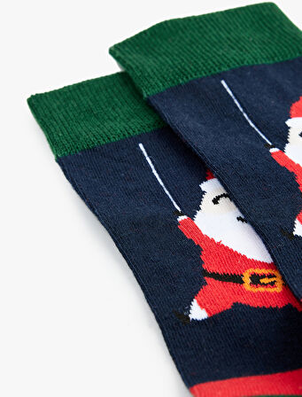 Noel Baba Baskılı Pamuklu Soket Çorap