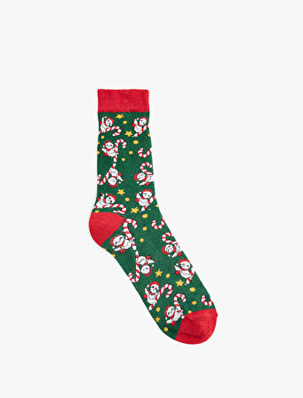 Yılbaşı Temalı Pamuklu Soket Çorap
