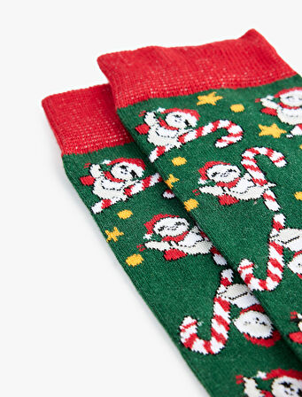 Yılbaşı Temalı Pamuklu Soket Çorap