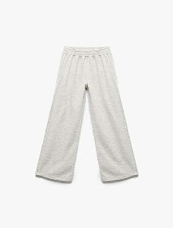 Şardonlu Biyeli Geniş Paça Eşofman Altı