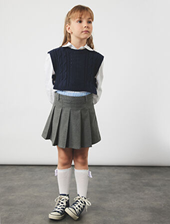 Viskon Karışımlı Pileli Etek