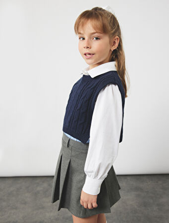 Viskon Karışımlı Pileli Etek