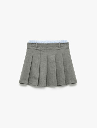 Viskon Karışımlı Pileli Etek