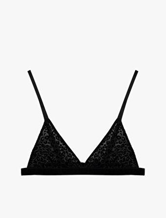 Rahat Kalıp Leopar Dokulu Tül Üçgen Bralet Sütyen