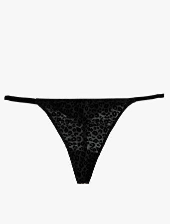 Leopar Desenli Tül String Külot
