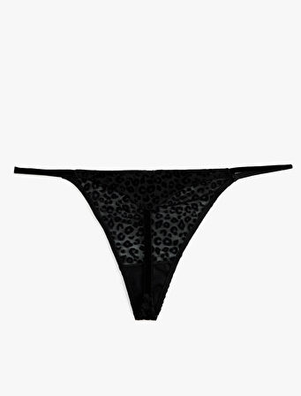 Leopar Desenli Tül String Külot