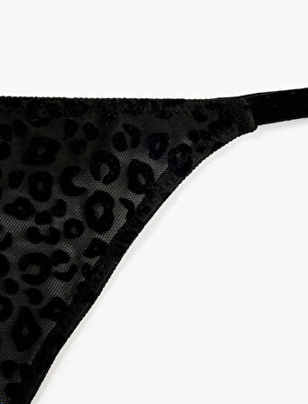 Leopar Desenli Tül String Külot