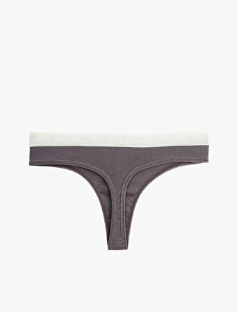 Pamuklu Renk Kontrastlı Lastik Detaylı Rahat Kalıp String Külot