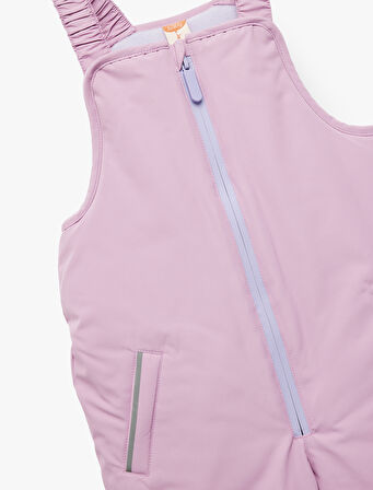 Kare Yaka Cep Detaylı Fermuarlı Oversize Kar Tulumu