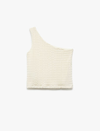 Tek Omuz Toka Detaylı Kolsuz Crop Bluz
