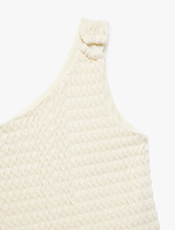 Tek Omuz Toka Detaylı Kolsuz Crop Bluz