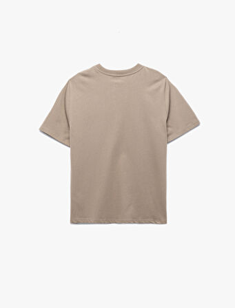 Pamuklu Kısa Kollu Regular Fit Bisiklet Yaka Minimal Baskılı Tişört