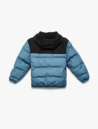 Fermuarlı Kapşonlu Şişme Mont