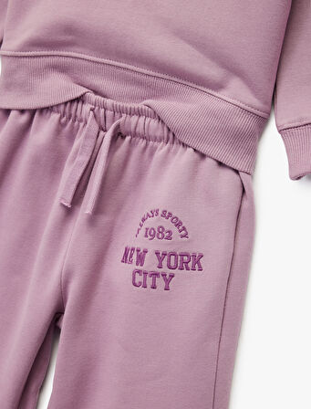 Regular Fit Nakışlı Pamuk Karışımlı Eşofman Takımı