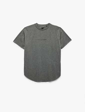 Bisiklet Yaka Kısa Kollu Baskılı Oversize Spor Tişört