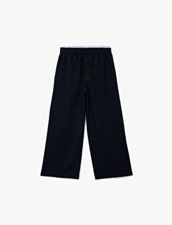 Beli Lastikli Viskon Karışımlı Basic Geniş Paça Pantolon