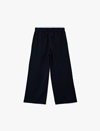 Beli Lastikli Viskon Karışımlı Basic Geniş Paça Pantolon