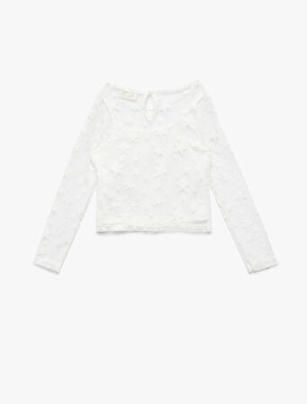 Yıldız Desenli Uzun Kollu Bisiklet Yaka Bluz