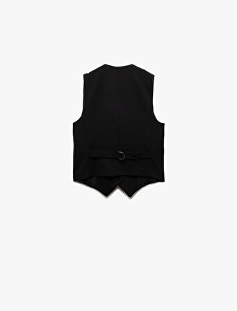 Krep Scuba Kumaş Astarlı Slim Fit V Yaka Kolsuz Düğmeli Yelek