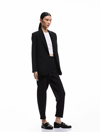 Regular Fit Cepli Krep Scuba Kumaş Eşofman Pantolon