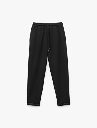 Regular Fit Cepli Krep Scuba Kumaş Eşofman Pantolon