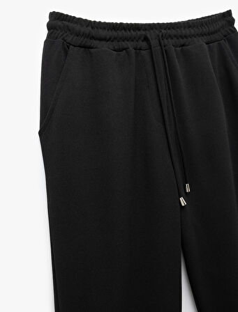 Regular Fit Cepli Krep Scuba Kumaş Eşofman Pantolon