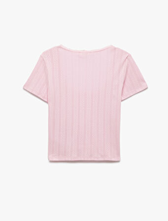 Slim Fit Pamuklu Derin U Yaka Kısa Kollu Tişört