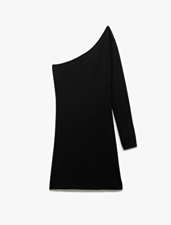 Uzun Kollu Tek Omuz Mini Elbise