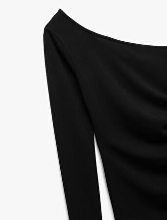 Uzun Kollu Tek Omuz Mini Elbise