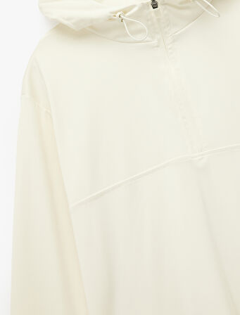 Yarım Fermuarlı Kapüşonlu Oversize Spor Sweatshirt