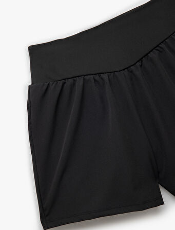 Yüksek Bel Slim Fit Bloklu Spor Şort