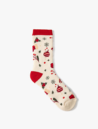 Yılbaşı Çorabı Havlu Çok Renkli Desenli