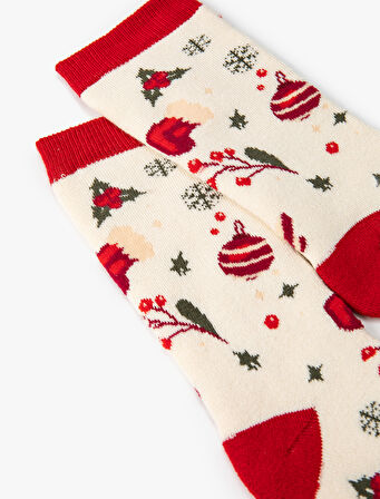 Yılbaşı Çorabı Havlu Çok Renkli Desenli